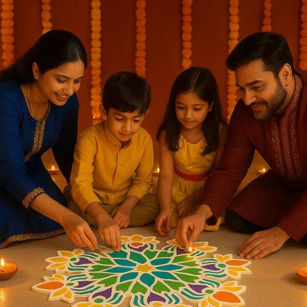 11 Inches (1) - Big Lotus X 10 Easy Bottle Rangoli - Image 5