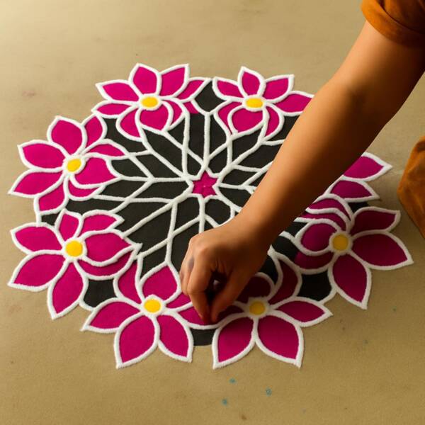 11 Inches (1) - Big Lotus X 10 Easy Bottle Rangoli - Image 6