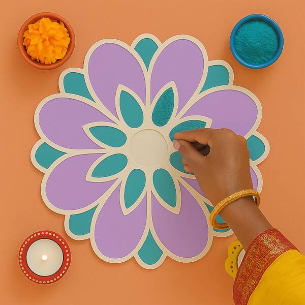 11 Inches (1) - Big Lilly X 10 Easy Bottle Rangoli - Image 3