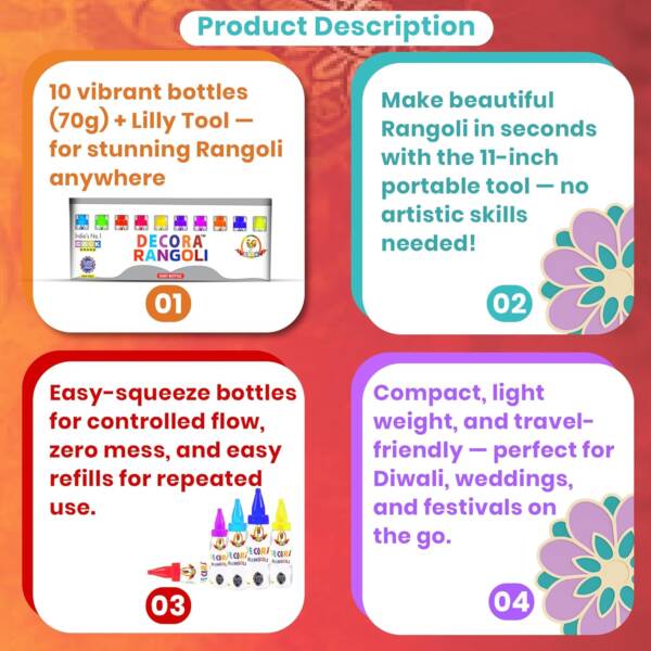 11 Inches (1) - Big Lilly X 10 Easy Bottle Rangoli - Image 4