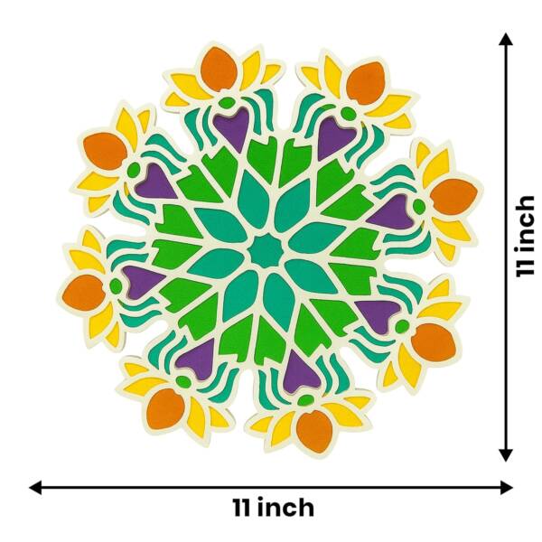 11 Inches (1) - Big Lotus X 10 Easy Bottle Rangoli - Image 2
