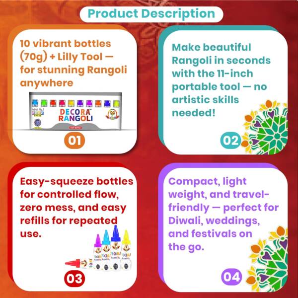 11 Inches (1) - Big Lotus X 10 Easy Bottle Rangoli - Image 3